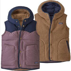 Patagonia S Girls' Reversible Bivy Hoody Vest Hyssop Purple